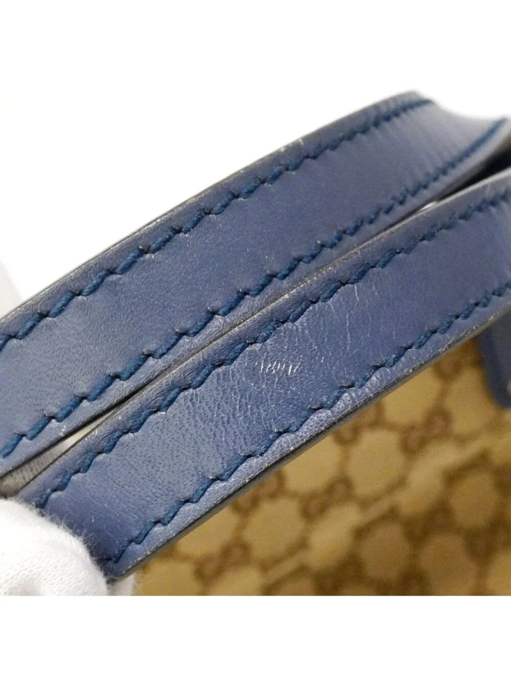 Gucci Tote GG Canvas Beige Blue Champagne Gold